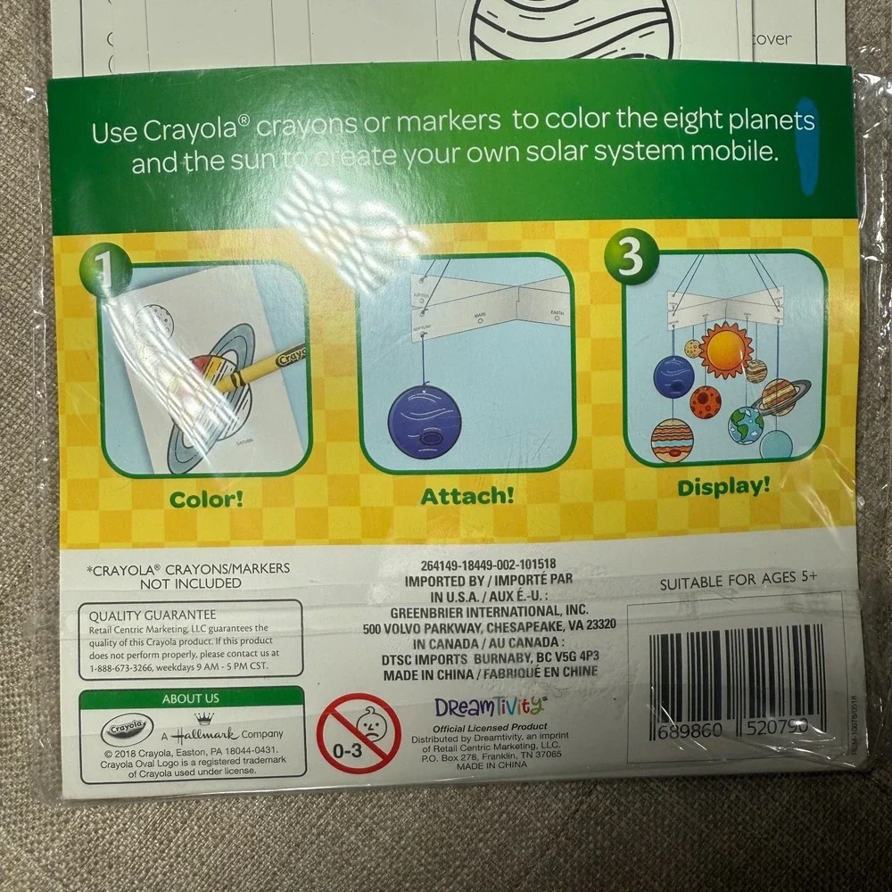 Crayola Solar System Mobile Kit Creative‎ Classroom Teaching Tree Planets